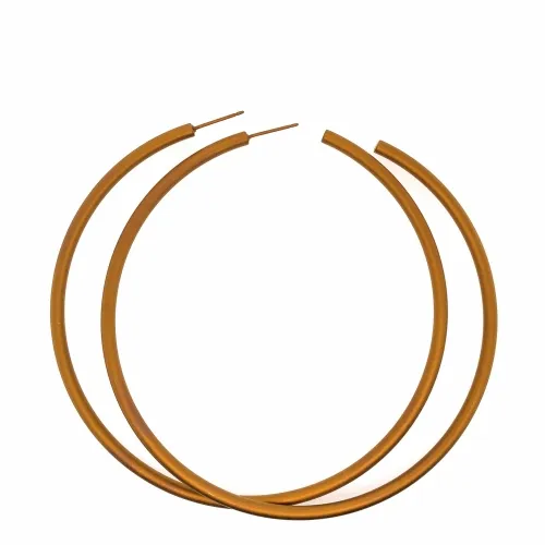 Extra Large Tan Round Hoop Earrings